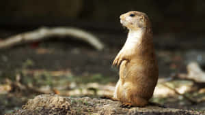 Alert Gopher Standing In Nature.jpg Wallpaper