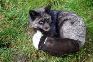 Alert Gray Foxin Grass.jpg Wallpaper