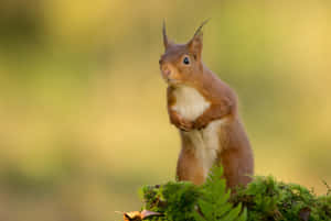 Alert Red Squirrel Standing Wallpaper