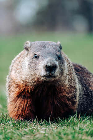 Alert Woodchuckin Grass.jpg Wallpaper