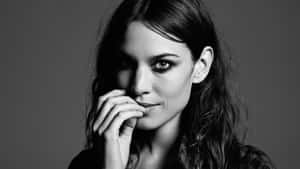 Alexa Chung Monochrome Portrait Wallpaper