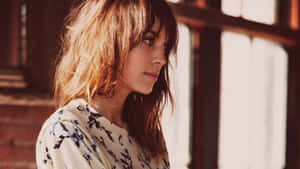 Alexa Chung Side Glance Profile Wallpaper