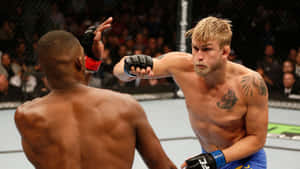 Alexander Gustafsson Throws A Powerful Right Hand At Jon Jones During Their Ufc Bout Wallpaper