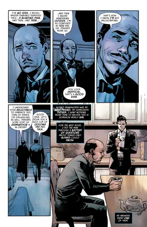 Alfred Pennyworth Serving Bruce Wayne In The Batcave Wallpaper