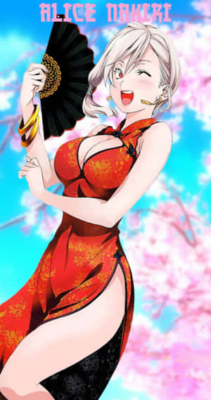 Alice Nakiri Anime Characterin Red Cheongsam Wallpaper