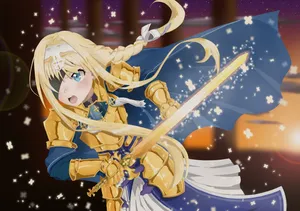 Alice Zuberg: Digital Warrior In Action Wallpaper