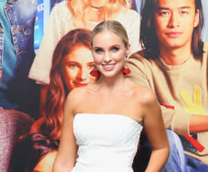 Alicia Banit Red Earrings White Dress Wallpaper