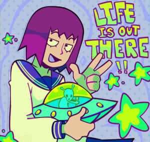 Alien Encounter Cartoon Art Wallpaper