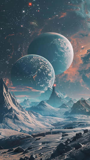 Alien Landscapewith Twin Planets Wallpaper