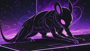 Alien Stage Neon Cyber Rat Wallpaper