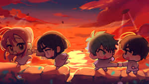 Alien Stage Sunset Showdown Wallpaper