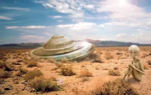 Alien Stranded In The Desert Wallpaper