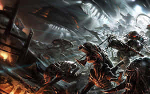 Alien Vs Predator Attacking Humans Wallpaper