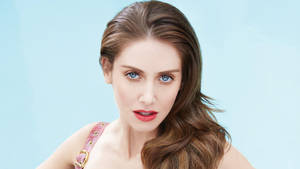 Alison Brie Red Lips Blue Eyes Wallpaper