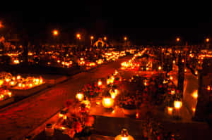 All Souls Day Candlelit Cemetery Wallpaper