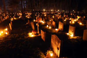 All Souls Day Candlelit Graveyard Wallpaper