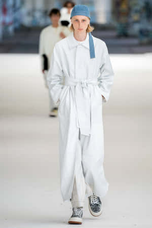 All-white Sunnei Spring 2020 Menswear Fashion Show Wallpaper