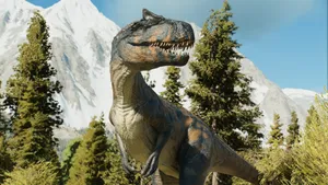 Allosaurus In Mountainous Forest Wallpaper