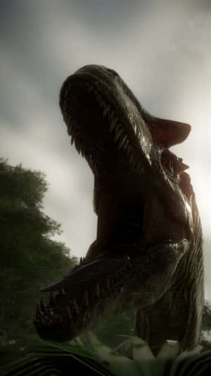 Allosaurus Roaring In Forest Wallpaper