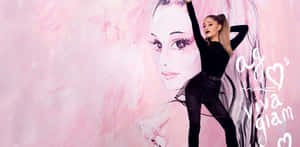 Alluring Ariana Grande Aesthetic Wallpaper Featuring Pink Hues And A Serene Gaze. Wallpaper