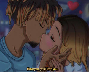 Ally And Juice Wrld Anime Kissing Wallpaper