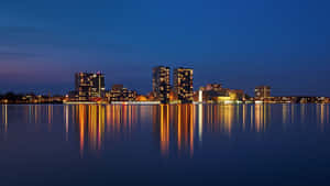 Almere Skyline Reflectionsat Twilight Wallpaper