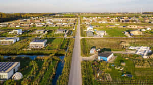 Almere Suburban Development Aerial View Wallpaper