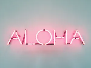 Aloha Neon Light Aesthetic Pink Desktop Wallpaper