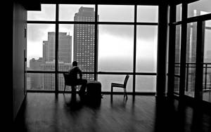 Alone Man By The Window Wallpaper