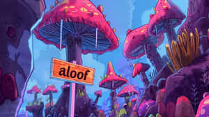 Aloof Fantasy Mushroom Landscape Wallpaper