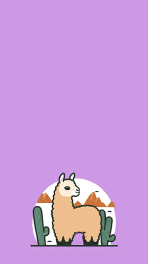 Alpaca Desert Illustration Purple Background Wallpaper