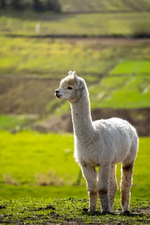 Alpaca On Farmland Wallpaper