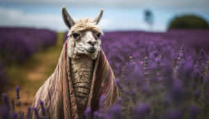 Alpacain Lavender Fieldwith Blanket Wallpaper