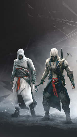 Altair Ibn-la'ahad Scaling A Wall During The Crusades Era In Assassin's Creed. Wallpaper