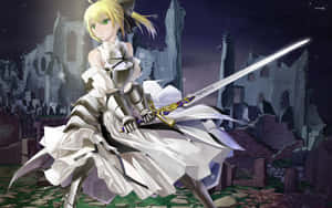 Alter Saber Fate Stay Night Brandishing Sword Wallpaper