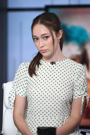 Alycia Debnam Carey Pensive Look Dotted Dress Wallpaper