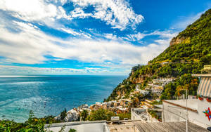 Amalfi Coast Town View Landscape Wallpaper