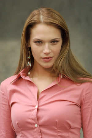 Amanda Righetti Pink Blouse Portrait Wallpaper