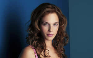 Amanda Righetti Portrait Blue Background Wallpaper