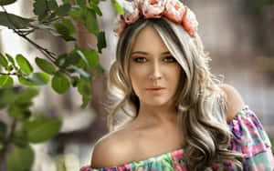 Amateur Model With Floral Crown Wallpaper