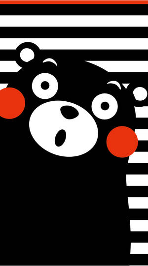 Amazed Kumamon On Stripes Wallpaper