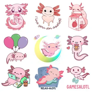 Amazing Cute Axolotl Cartoon Art Wallpaper