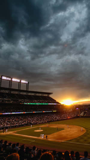 Amazing Evening View Of A Baseball Stadium Wallpaper