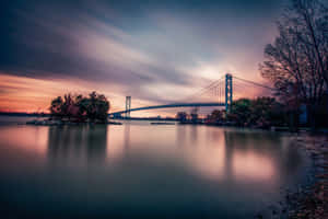 Ambassador Bridge Sunset Windsor Wallpaper