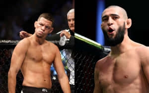 American Athlete Nate Diaz And Khamzat Chimaev Wallpaper