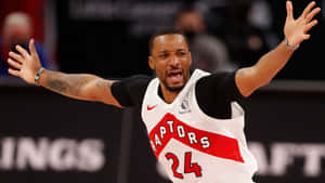 American Basketball Player Norman Powell In Raptors Uniform Wallpaper