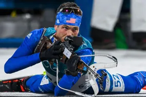 American Biathlon Athlete Tim Burke Shooting Winter Olympics Wallpaper