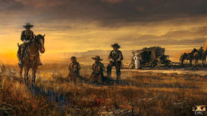 American Cowboy Scene Wallpaper