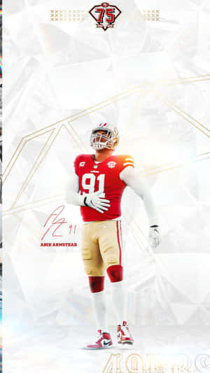 American Defensive Lineman Arik Armstead Digital Art Wallpaper