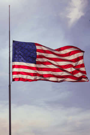 American Flag Half Mast Aesthetic Wallpaper